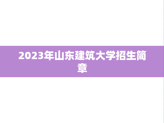 2023年山东建筑大学招生简章