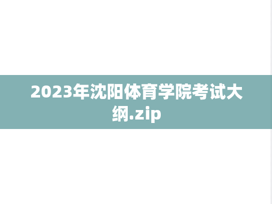 2023年沈阳体育学院考试大纲.zip