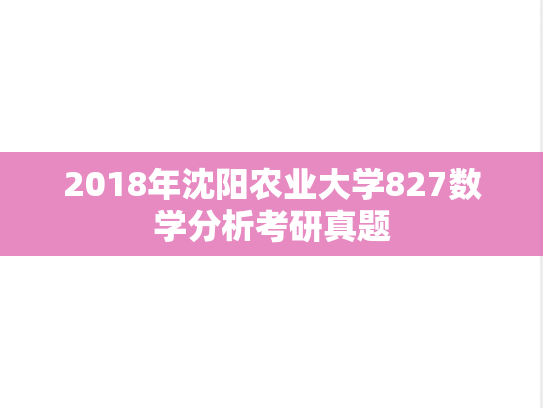 2018年沈阳农业大学827数学分析考研真题