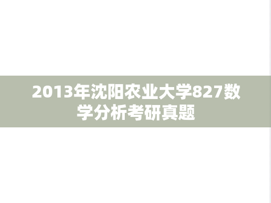 2013年沈阳农业大学827数学分析考研真题