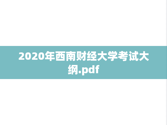 2020年西南财经大学考试大纲.pdf