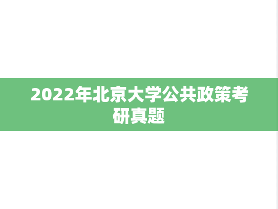 2022年北京大学公共政策考研真题