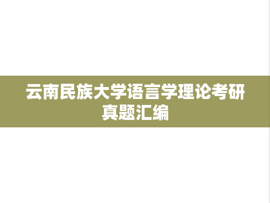 云南民族大学语言学理论考研真题汇编