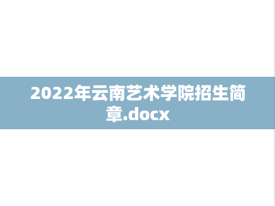 2022年云南艺术学院招生简章.docx