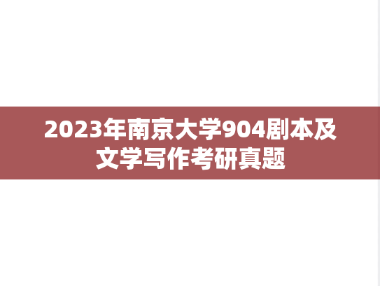 2023年南京大学904剧本及文学写作考研真题