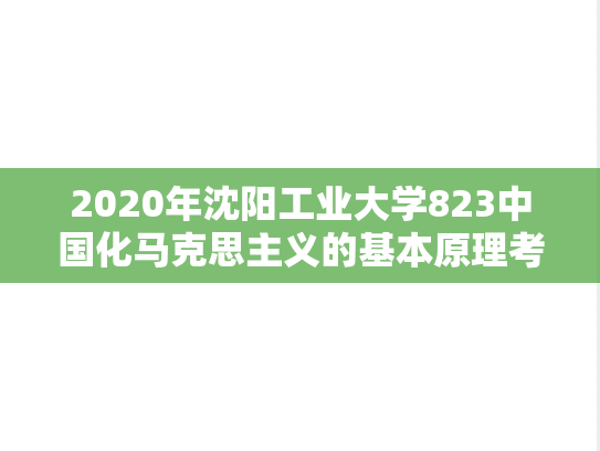 2020年沈阳工业大学823中国化马克思主义的基本原理考研真题