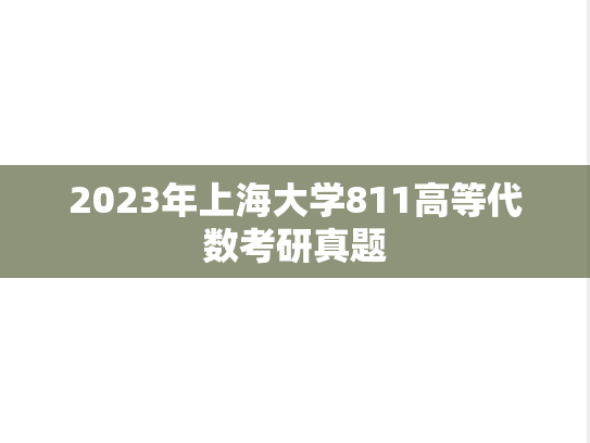 2023年上海大学811高等代数考研真题