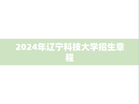 2024年辽宁科技大学招生章程
