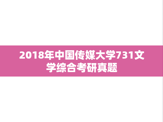 2018年中国传媒大学731文学综合考研真题