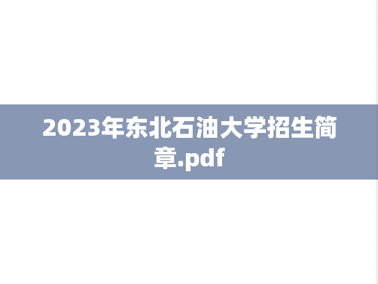 2023年东北石油大学招生简章.pdf