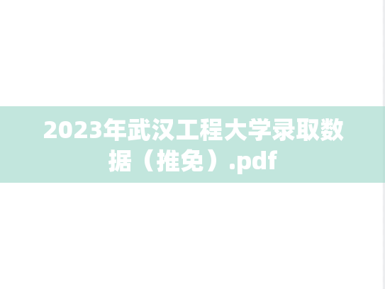 2023年武汉工程大学录取数据（推免）.pdf