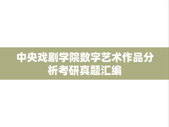 中央戏剧学院数字艺术作品分析考研真题汇编