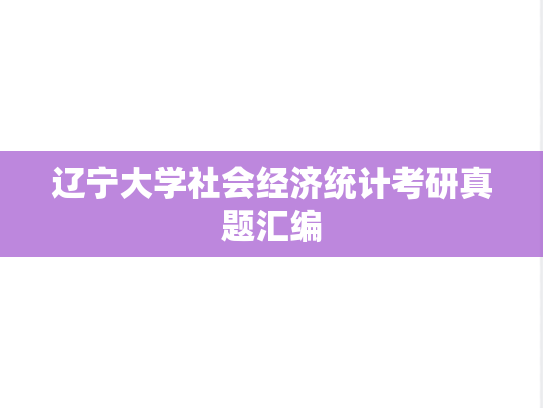 辽宁大学社会经济统计考研真题汇编