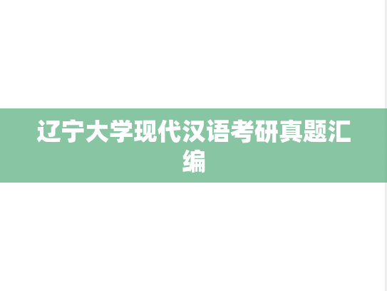 辽宁大学现代汉语考研真题汇编