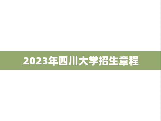 2023年四川大学招生章程