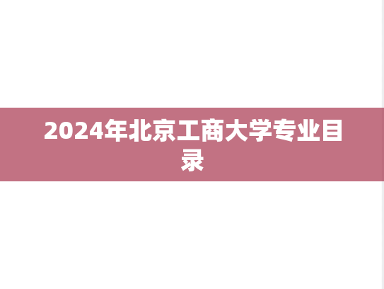 2024年北京工商大学专业目录