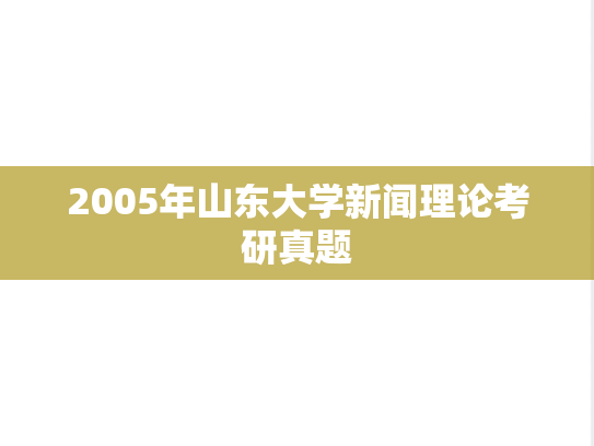 2005年山东大学新闻理论考研真题