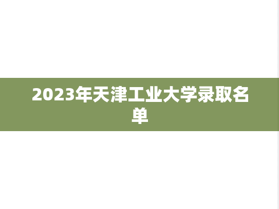 2023年天津工业大学录取名单