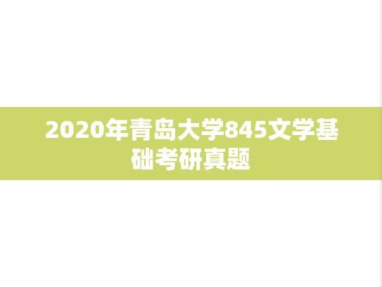 2020年青岛大学845文学基础考研真题