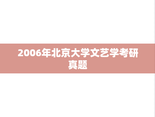 2006年北京大学文艺学考研真题