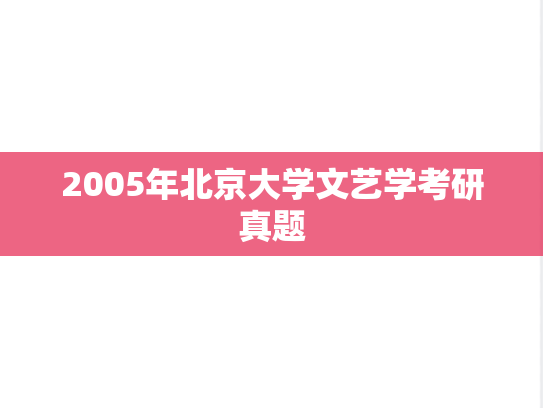 2005年北京大学文艺学考研真题