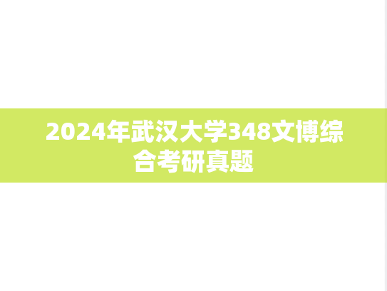 2024年武汉大学348文博综合考研真题