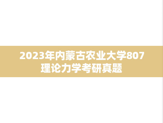 2023年内蒙古农业大学807理论力学考研真题