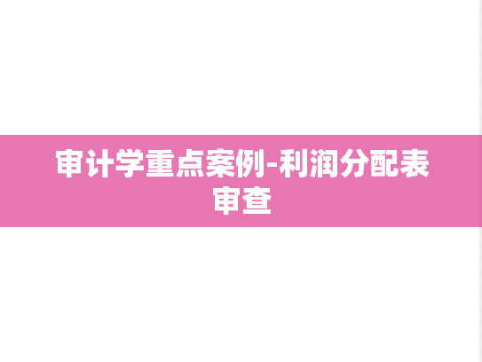 审计学重点案例-利润分配表审查