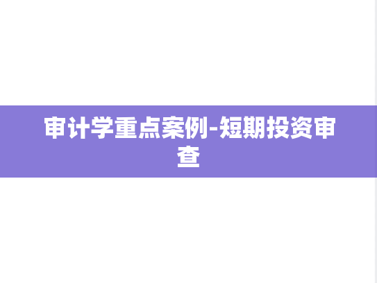 审计学重点案例-短期投资审查