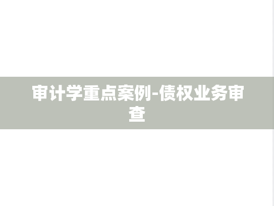 审计学重点案例-债权业务审查