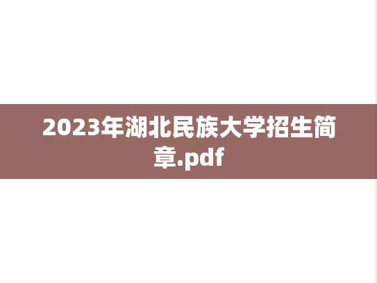 2023年湖北民族大学招生简章.pdf