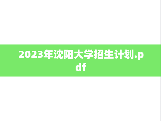 2023年沈阳大学招生计划.pdf,2023年沈阳大学招生计划.pdf,沈阳大学,第1张
