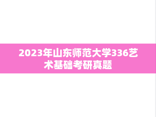 2023年山东师范大学336艺术基础考研真题