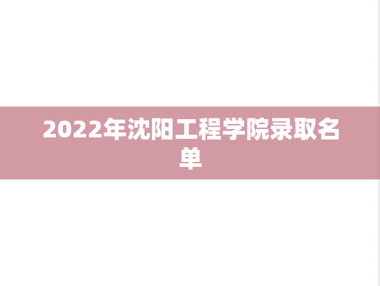 2022年沈阳工程学院录取名单,2022年沈阳工程学院录取名单,沈阳工程学院,第1张