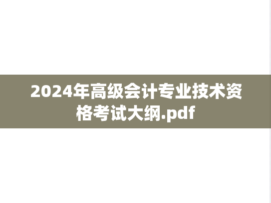 2024年高级会计专业技术资格考试大纲.pdf