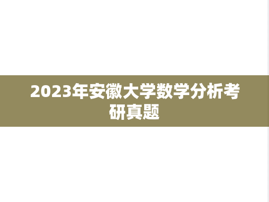 2023年安徽大学数学分析考研真题