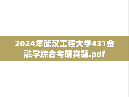 2024年武汉工程大学431金融学综合考研真题.pdf