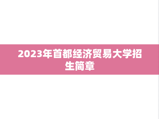 2023年首都经济贸易大学招生简章