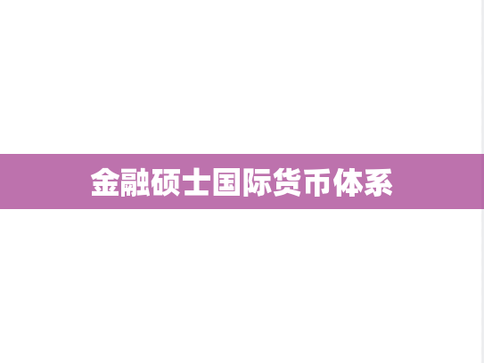 金融硕士国际货币体系