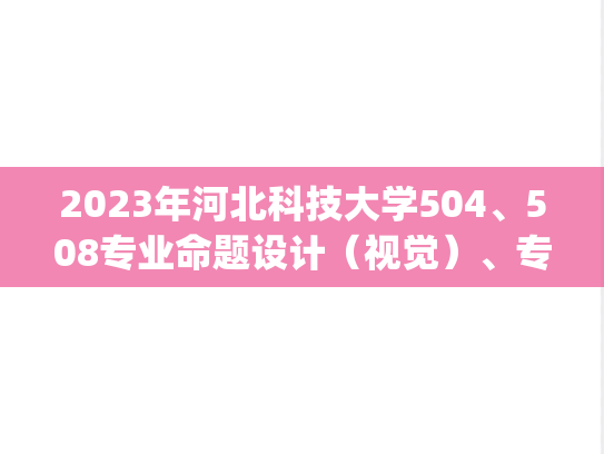 2023年河北科技大学504、508专业命题设计（视觉）、专业快题设计(包装)B考研真题