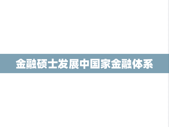 金融硕士发展中国家金融体系