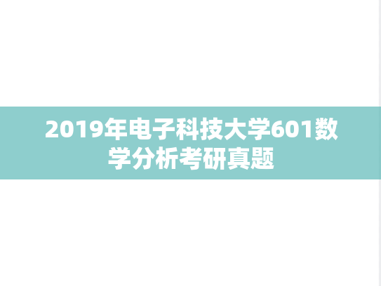 2019年电子科技大学601数学分析考研真题