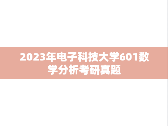 2023年电子科技大学601数学分析考研真题