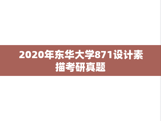 2020年东华大学871设计素描考研真题