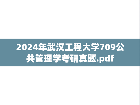 2024年武汉工程大学709公共管理学考研真题.pdf