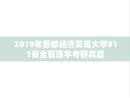 2019年首都经济贸易大学911安全管理学考研真题
