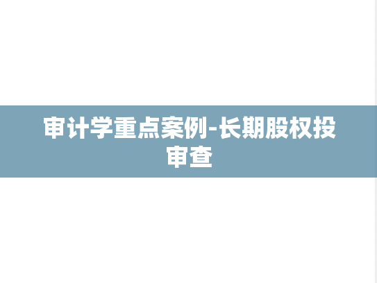 审计学重点案例-长期股权投审查