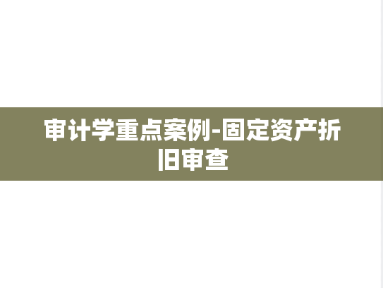 审计学重点案例-固定资产折旧审查