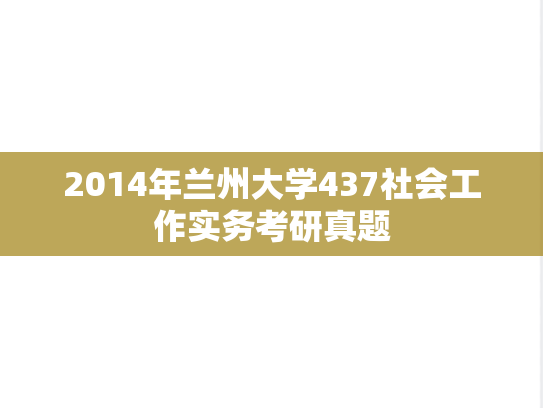 2014年兰州大学437社会工作实务考研真题