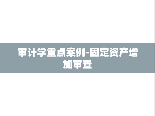 审计学重点案例-固定资产增加审查